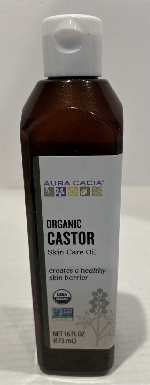 Aura Cacia Certified Organic Castor Oil - Skin Care Oil - 16 oz (473mL) Non-GMO
